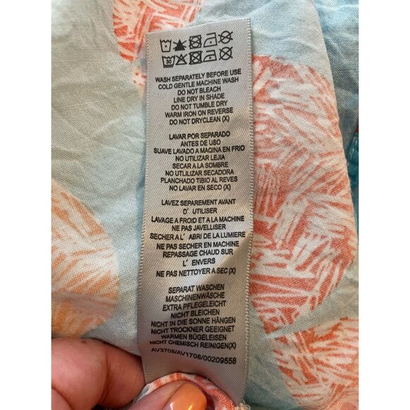 Avenue Longline Short Sleeve Blue Print Button Down Shirt, Size 22/24 - Picture 5 of 5